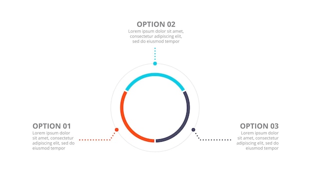 Photo diagramme circulaire divisé en 3 parties modèle de diapositive infographique