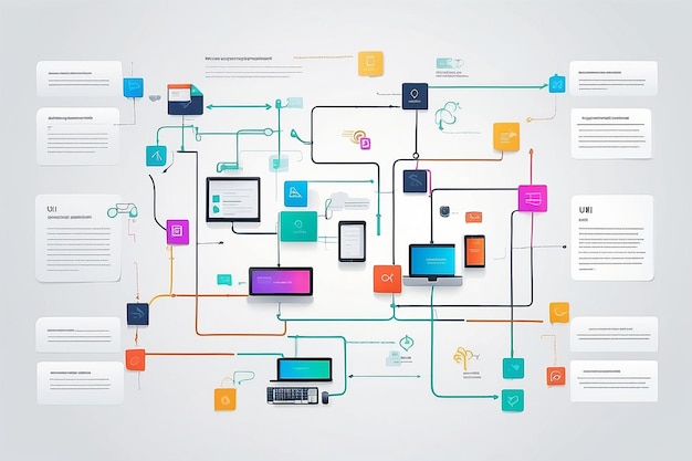Photo diagramme de flux d'interface utilisateur développement d'applications design de prototype concept d'expérience utilisateur