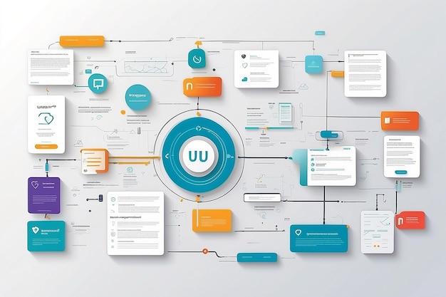 Photo diagramme de flux ux ui développement d'applications conception de prototype concept d'expérience utilisateur