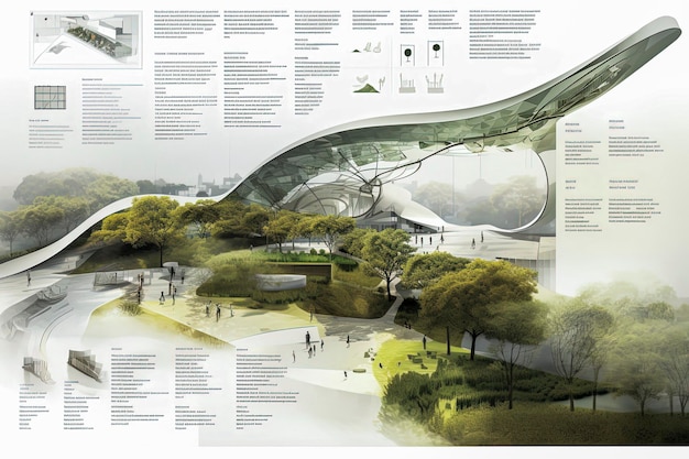 Diagramme de présentation générative de l'IA illustration d'une architecture durable telle que des matériaux recyclés de la terre Qualité de l'architecture recyclable