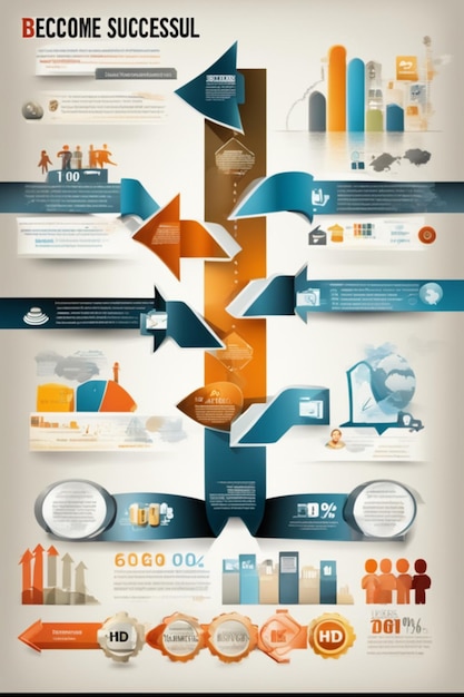 Photo diagramme de processus vectoriel réussi avec un modèle en cinq étapes