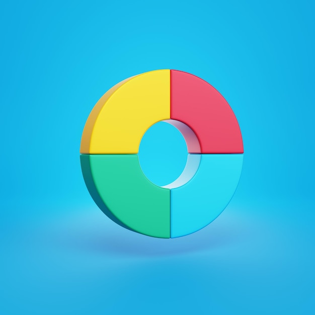 Diagramme à secteurs Donut sur fond bleu rendu 3d