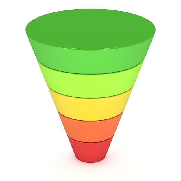 Diagramme Des Ventes De L'entonnoir Marketing Rendu 3d Isolé Sur Fond Blanc Tableau Des Ventes De L'entonnoir De Conversion