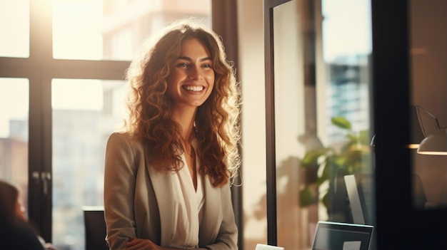 Un dialogue dynamique Une conversation animée d'une femme d'affaires avec des alliés