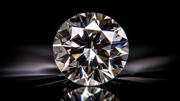 Photo diamant brillant sur fond noir