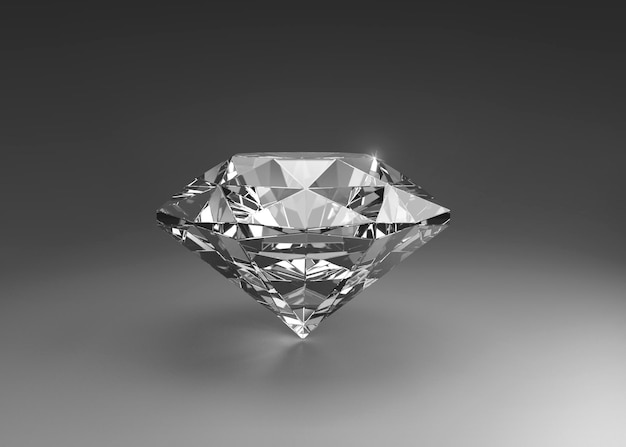 Diamant éblouissant sur fond gris rendu 3D