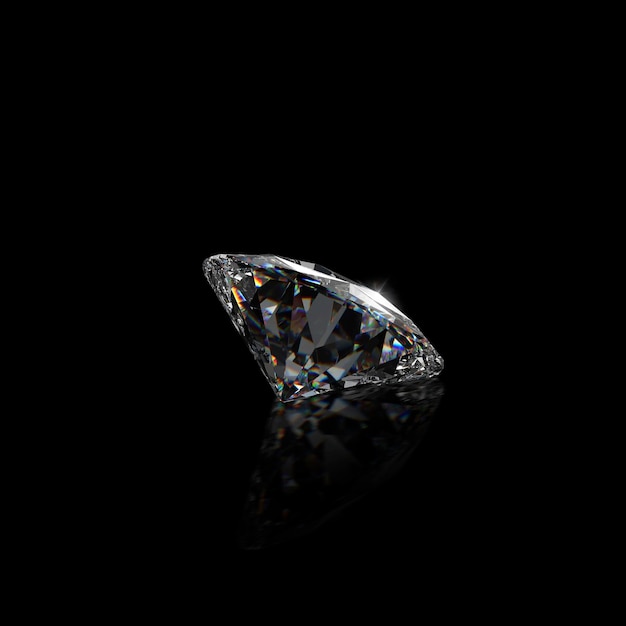 Diamant éblouissant sur fond noir rendu 3d