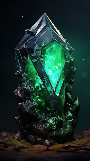 Diamant fantaisie avec cristal vert étincelant