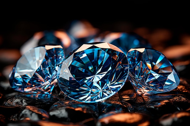 Diamant sur fond bleu ai générative