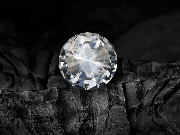 Diamant sur fond de charbon noir