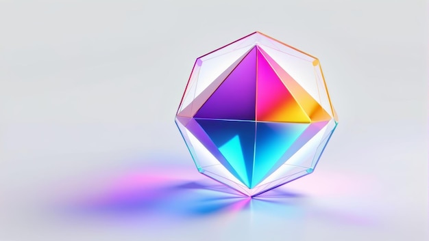 Un diamant multicolore sur un fond blanc