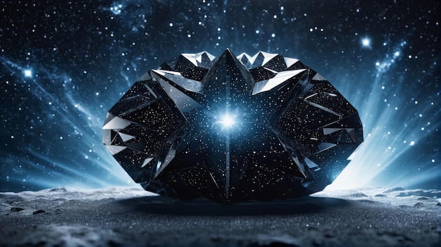 Photo un diamant noir entouré d'étoiles