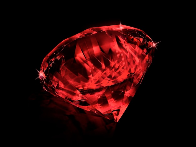 Diamant rouge sur fond noir