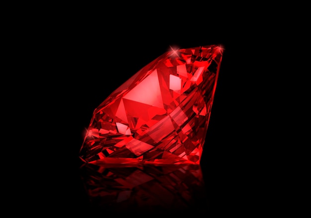 Diamant rouge sur fond noir