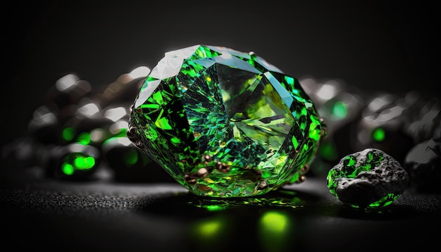 Diamant vert avec le mot émeraude dessus