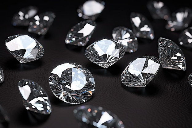 Diamants brillants sur fond noir