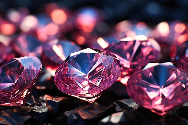 Des diamants de différentes couleurs sont montrés de loin.