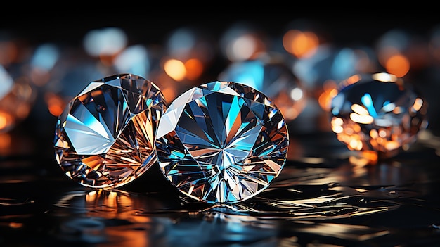 Photo des diamants éblouissants en gros plan extrême sur des diamants réfractant la lumière dans une brillance cinématographique
