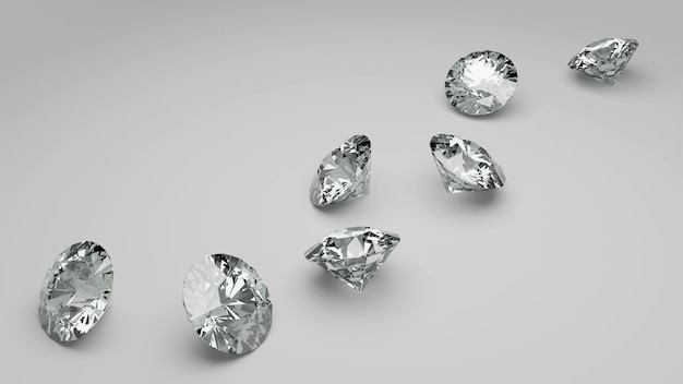 Diamants sur fond blanc. rendu 3D