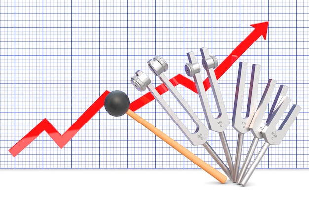 Diapasons médicaux avec rendu 3D graphique croissant