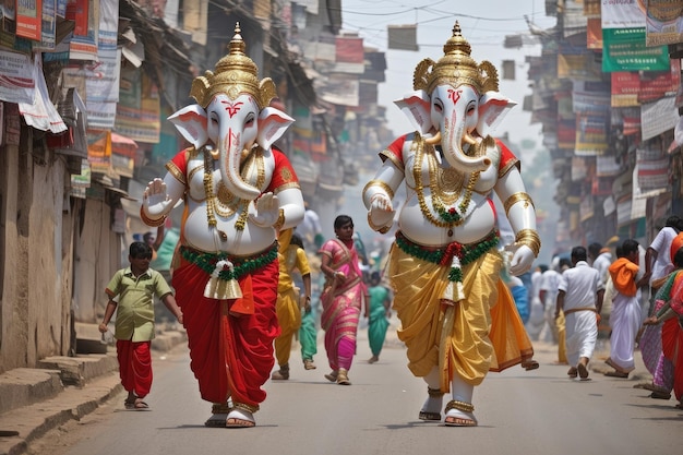 Dieu Ganesh marchant dans les rues de l'Inde