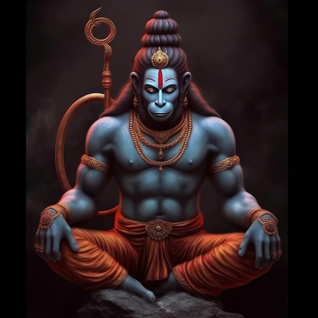 Dieu Hanuman en images de méditation générative ai