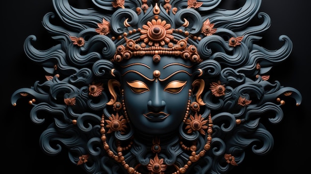 Photo dieu hindou ganesha sur fond noir rendu 3d