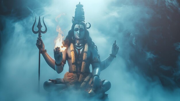 Le dieu Shiva avec le feu.