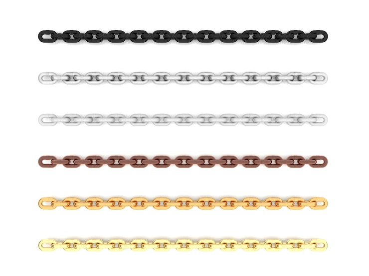 Photo différentes chaînes en acier métallique sur fond blanc illustration de rendu 3d