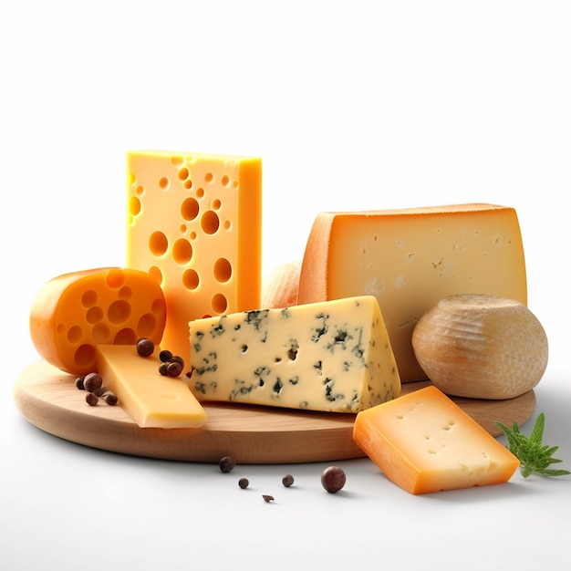 Différentes sortes de fromage en fond blanc