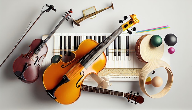 Différents Instruments De Musique Et Notes De Musique Sur La