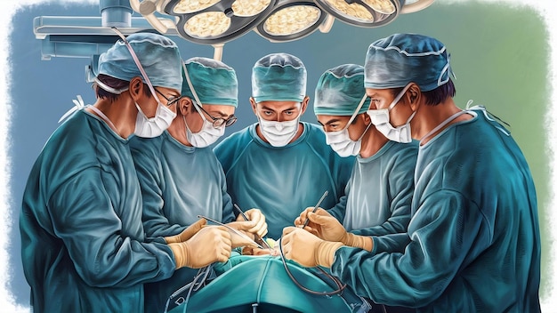 Photo différents médecins effectuant une intervention chirurgicale