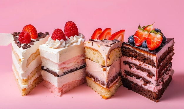 Différents morceaux de gâteau