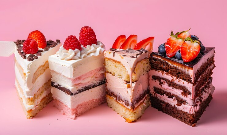 Photo différents morceaux de gâteau