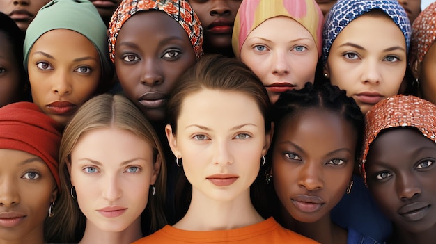 Photo différents types de beauté féminine différentes cultures et nationalités diversité mode éditorial