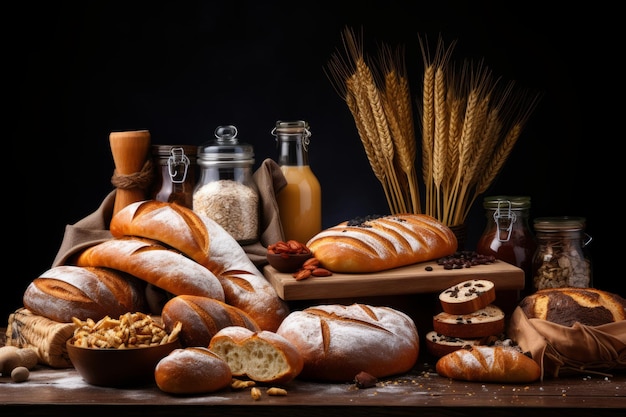 Différents types de pain avec nutrition IA générative