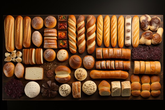 Photo différents types de pain pour le petit déjeuner
