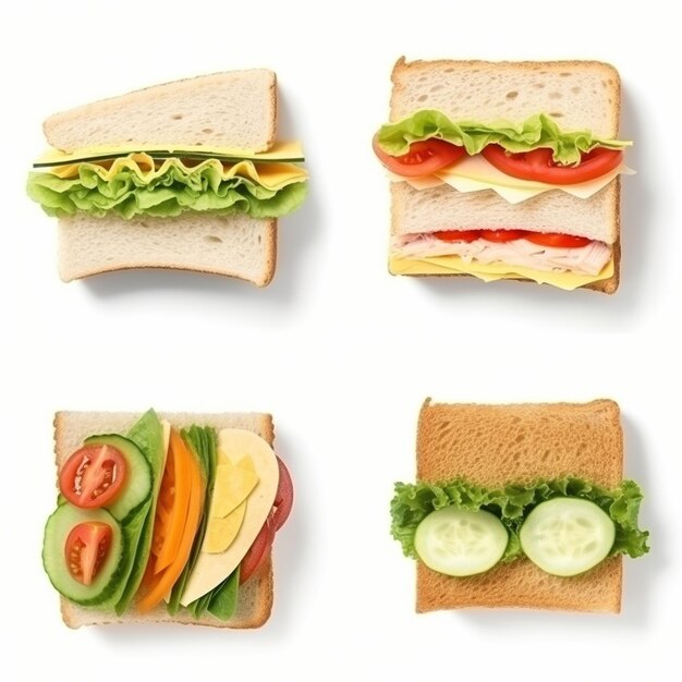 Différents types de sandwichs