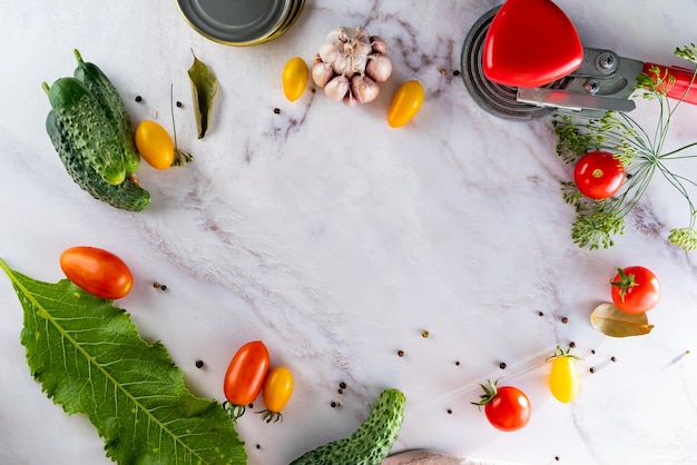 différents types de tomates sur une table en marbre, disposition des légumes, concept de conservation