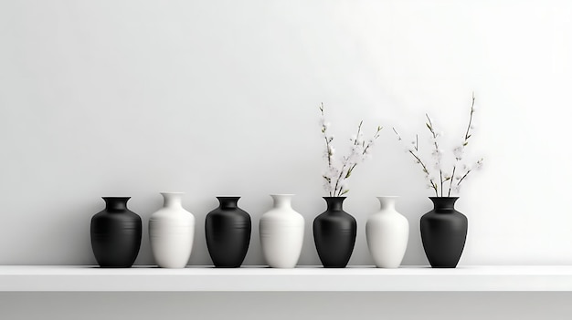 Différents types de vases mis fond minimaliste blanc