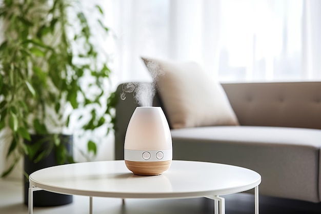 Diffuseur d'huile d'arôme dans le salon moderne Humidifie et crée des conditions de vie confortables