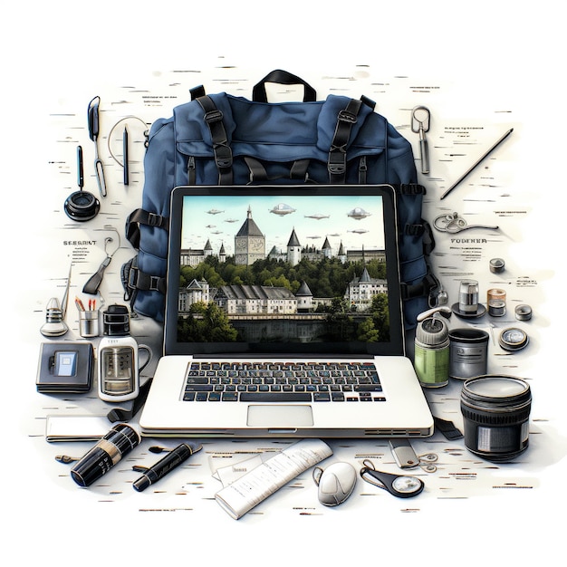 Digital Nomad SVG en noir et blanc sur fond blanc