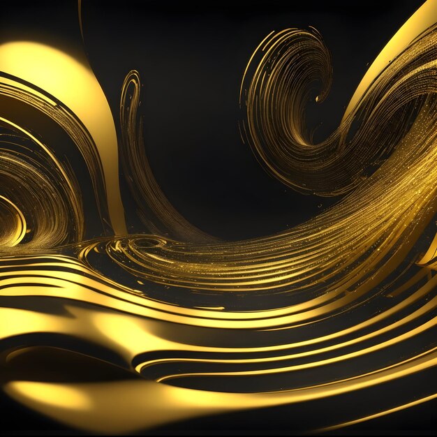 Digital_particle_wave_floor_gold_and_black_color_abstr généré par ai