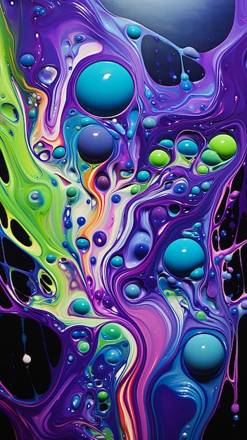 Dime Purple vert liquide tourbillon bleu bulles noires palette de couleurs F