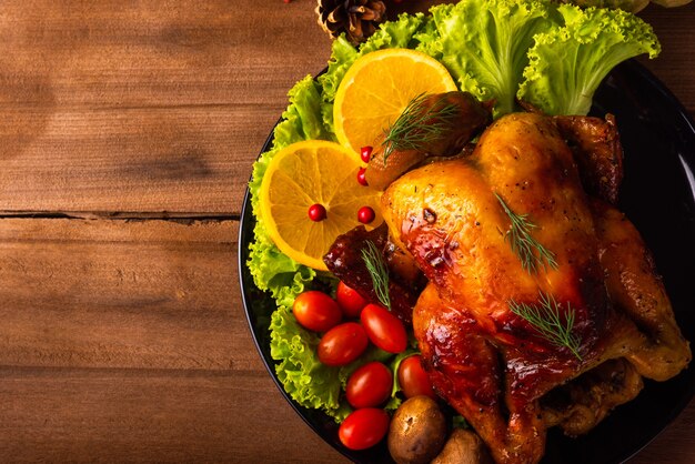 Dinde et légumes au four de Thanksgiving