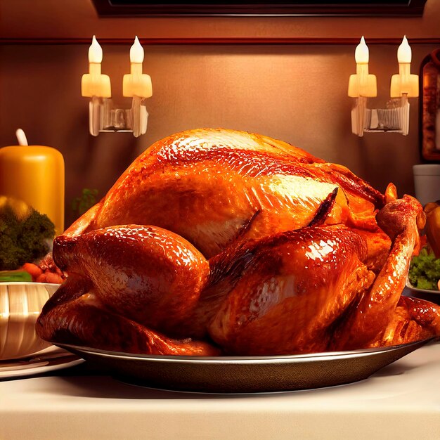 dinde de thanksgiving dîner de thanksgiving illustration de thanksgiving dinde cuite au centre de table