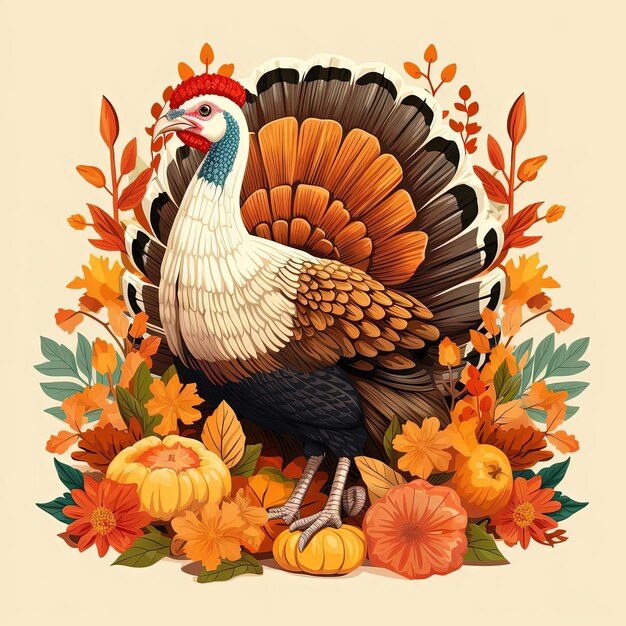 dinde de Thanksgiving sur fond blanc