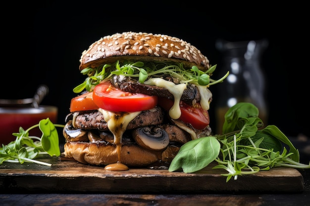 Dîner de burger aux champignons portobello Recette Nourriture