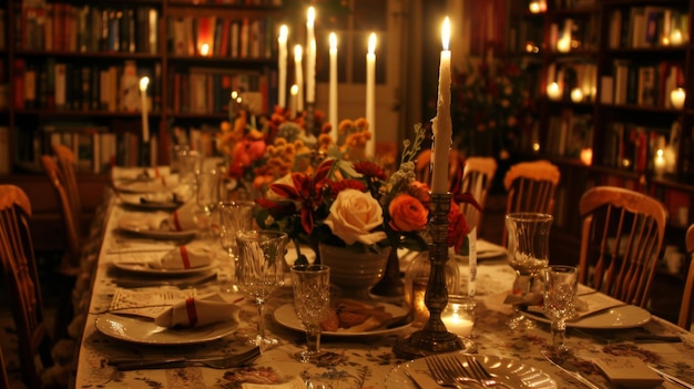 Un dîner élégant à la lumière des bougies.