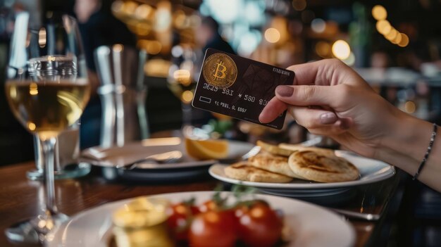 Photo dîner à l'extérieur sur crypto